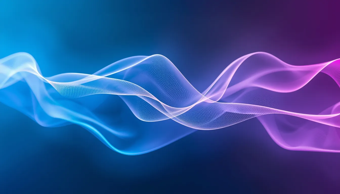 Abstract representation of mental clarity with flowing light patterns in cyan and violet tones